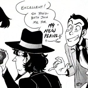 Lupin Weekly Art Prompt: Goemon and Jigen put too much trust in a magic 8 ball