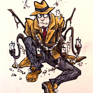 Zenigata Hit with a Chandelier